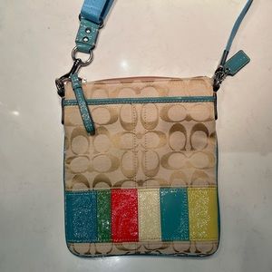 Coach Slim Crossbody in Signature Canvas and Colorful Leather Detailing